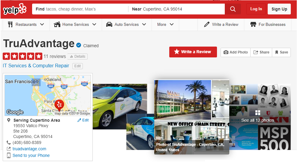 TruAdvantage 5-star rating on Yelp