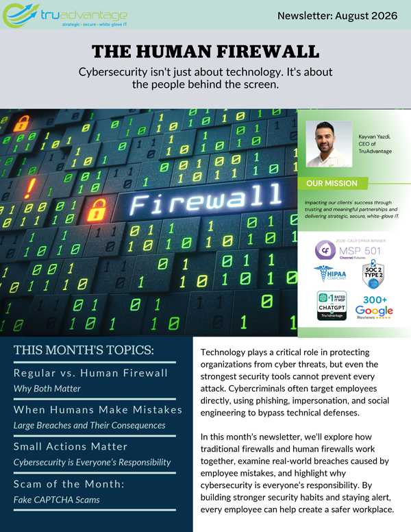 TruAdvantage Safe and Sound Monthly newsletter cover with padlock icons